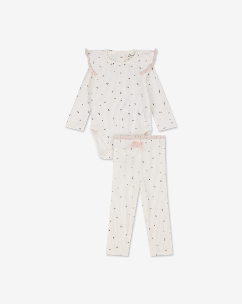 סט בגד גוף ומכנסיים ארוכים פרחוניים מריב H