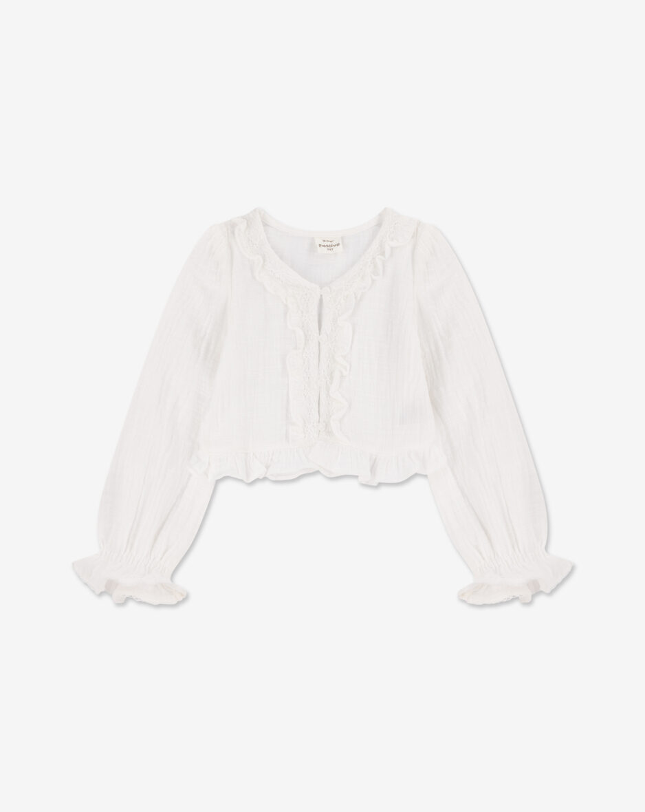 חולצת אריג קצרה עם שרוולים ארוכים H