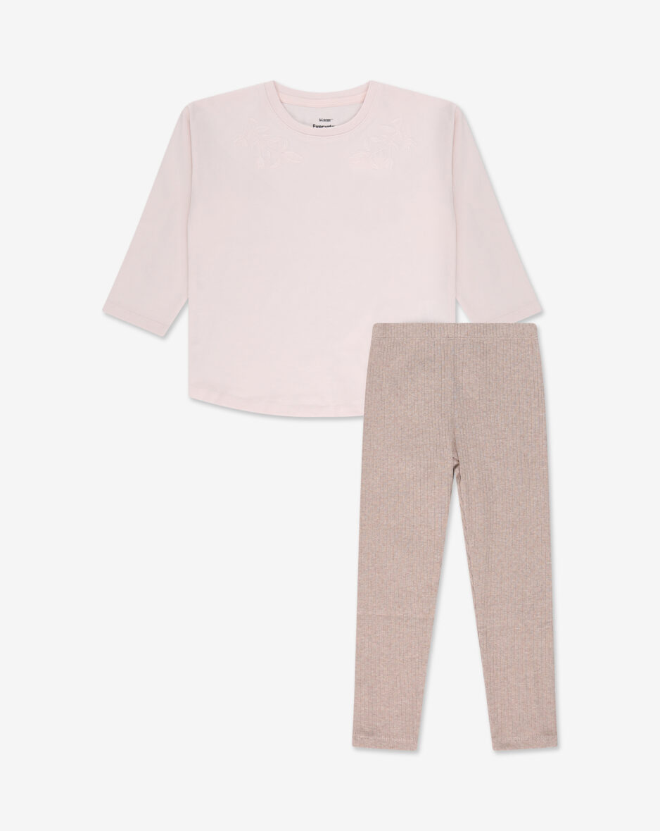 סט חולצה וטייץ מבד ריב KC